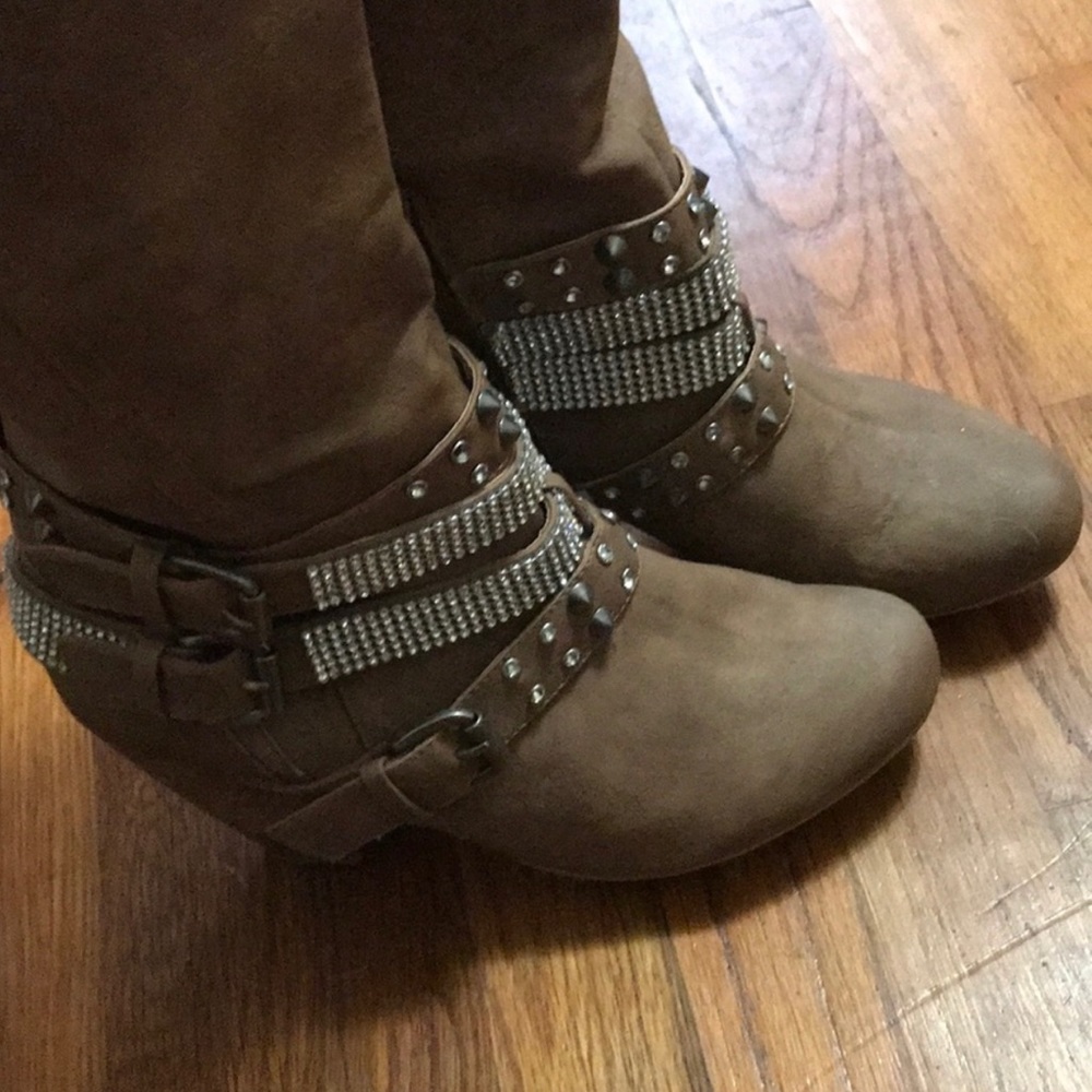 Knee high studded boots